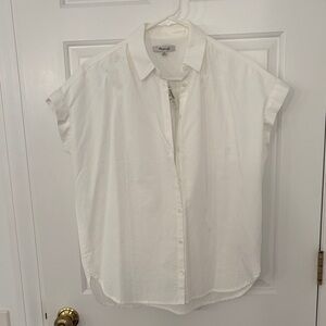 Madewell White Cap-Sleeve Button-Down Shirt